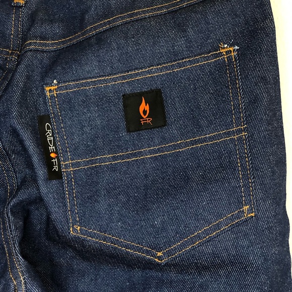 NWT Crude Fr Mens Work Jeans Size 38 X 34 Fire Resistant Blue Denim Pants - Picture 4 of 8